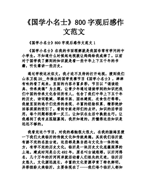 《国学小名士》观后感作文范文