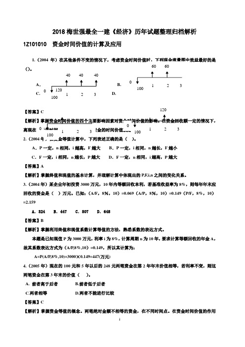 2018梅世强最全一建《经济》历年试题整理归档解析