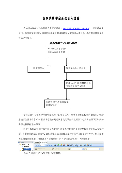 奖助学金录入操作方法