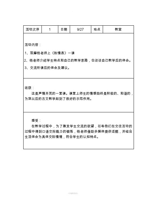 青蓝工程活动记录表