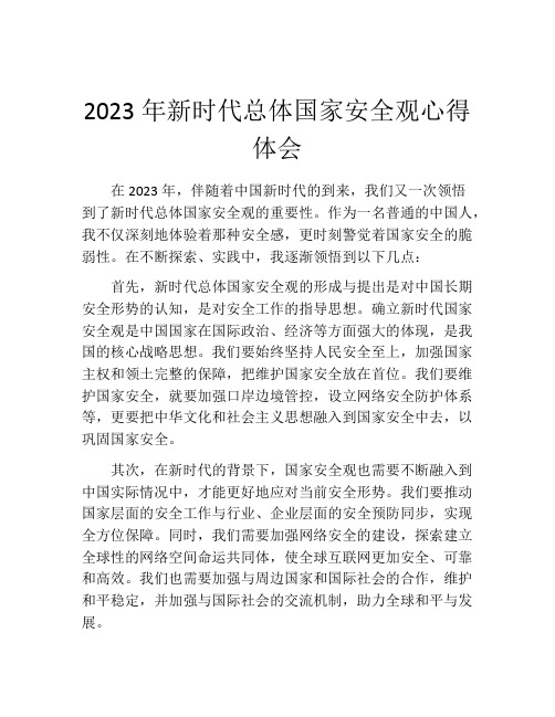 2023年新时代总体国家安全观心得体会