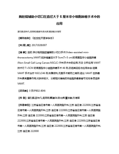 胸腔镜辅助小切口在直径大于5厘米非小细胞肺癌手术中的应用