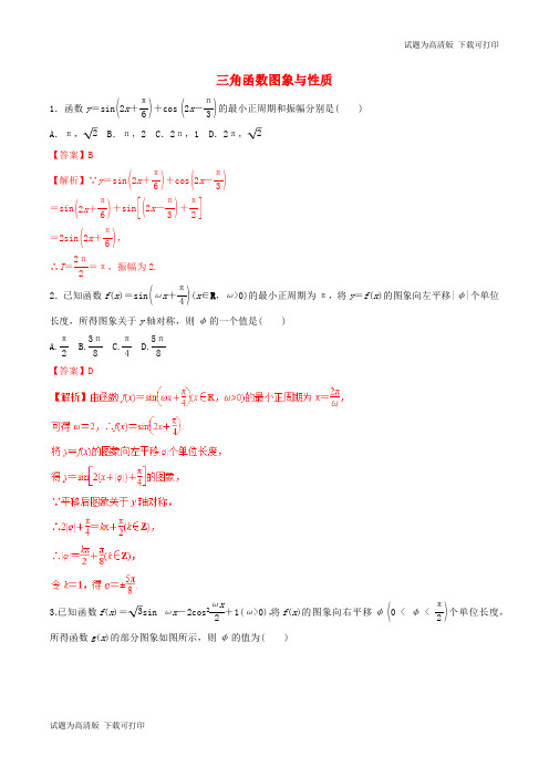 2019年高考数学考纲解读与热点难点突破专题07三角函数图象与性质热点难点突破理含解析.pdf