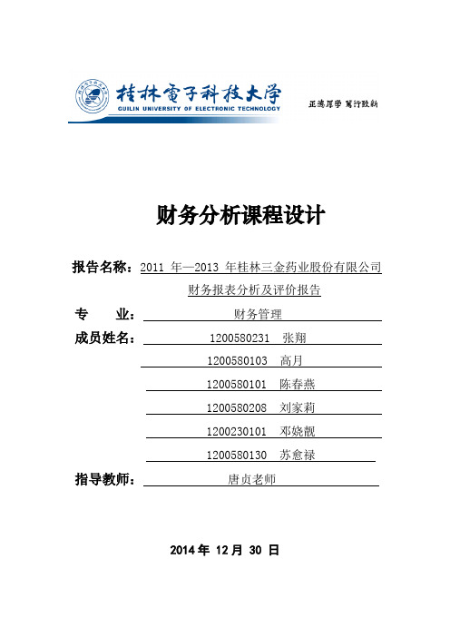 桂林三金财务报表分析