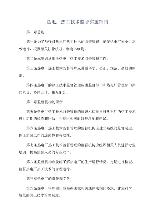 热电厂热工技术监督实施细则