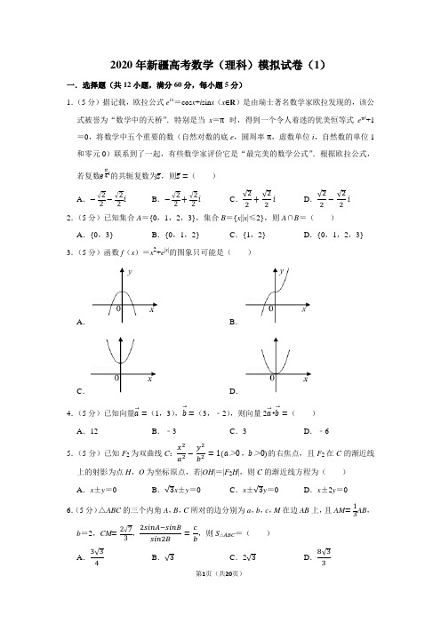 2020年新疆高考数学(理科)模拟试卷(1)