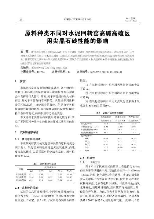 原料种类不同对水泥回转窑高碱高硫区用尖晶石砖性能的影响