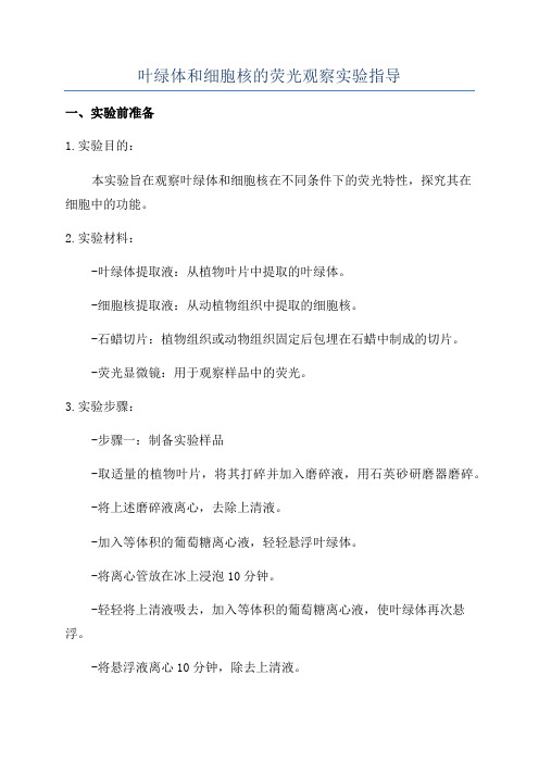 叶绿体和细胞核的荧光观察实验指导