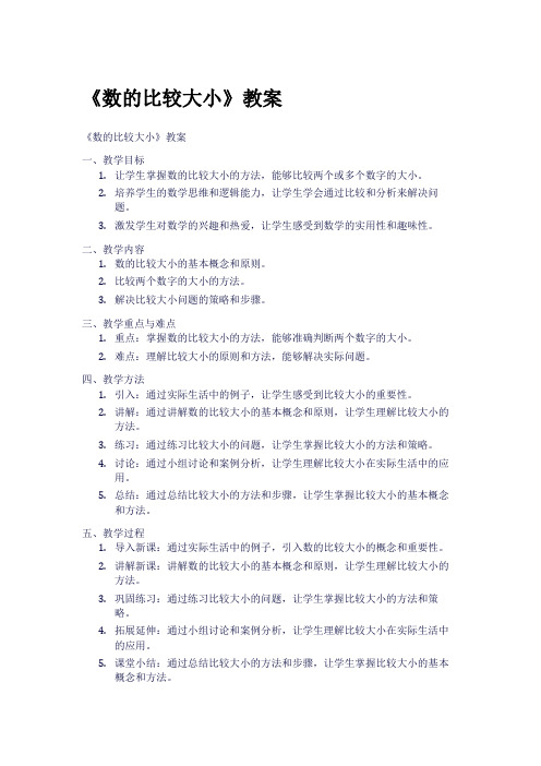 《数的比较大小》教案