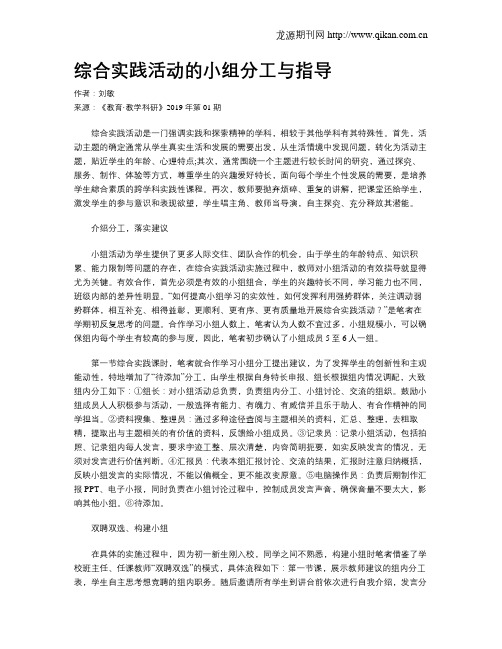 综合实践活动的小组分工与指导