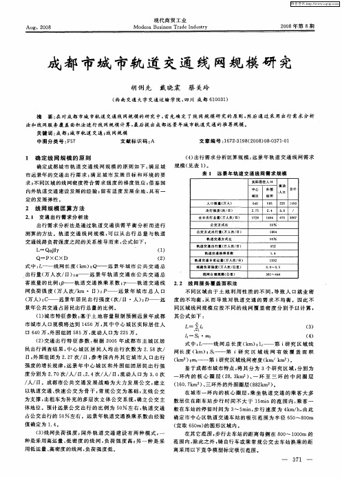 成都市城市轨道交通线网规模研究