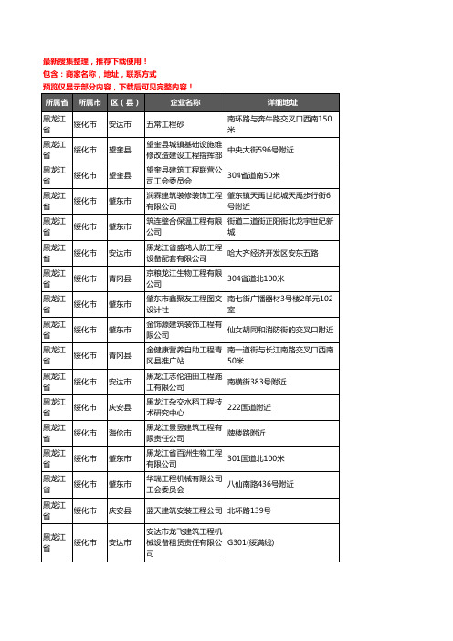 新版黑龙江省绥化市建筑工程企业公司商家户名录单联系方式地址大全192家