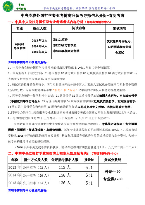 中央党校考博外国哲学考博导师分析真题考试重点-育明教育