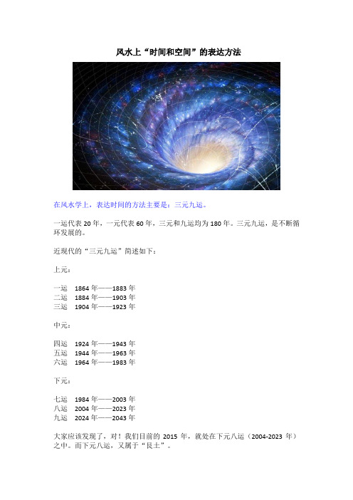 风水上“时间和空间”的表达方法