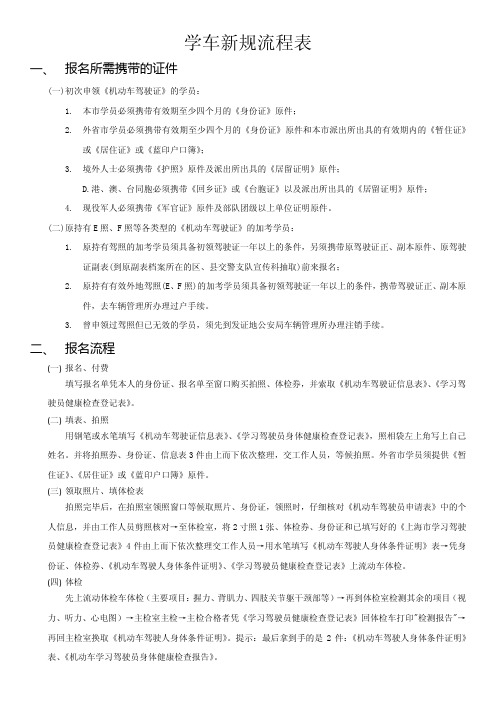 2014学车新规流程表