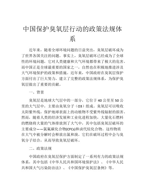 中国保护臭氧层行动的政策法规体系