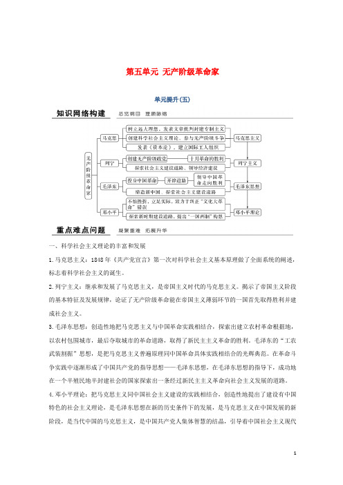 最新2020学年高中历史 第五单元 无产阶级革命家单元提升学案 新人教版选修4