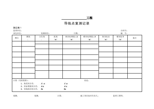 市政表格测量复测记录表