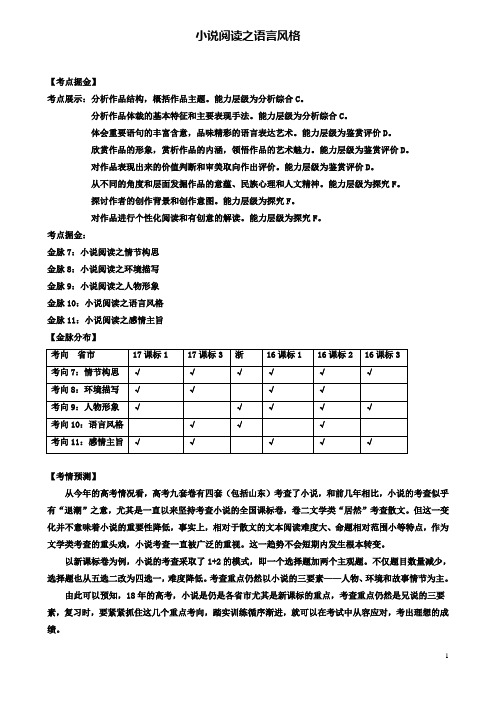 高考语文一轮复习考点10小说阅读之语言风格