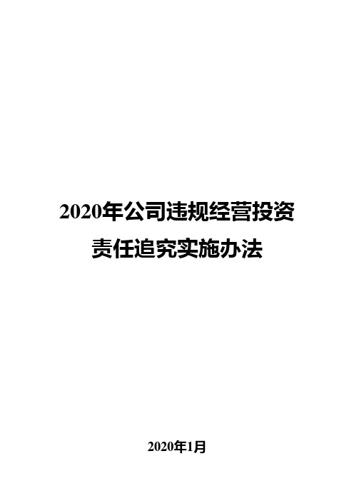 2020年公司违规经营投资责任追究实施办法