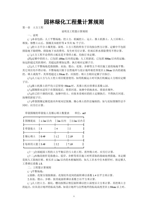 园林绿化工程量计算规则