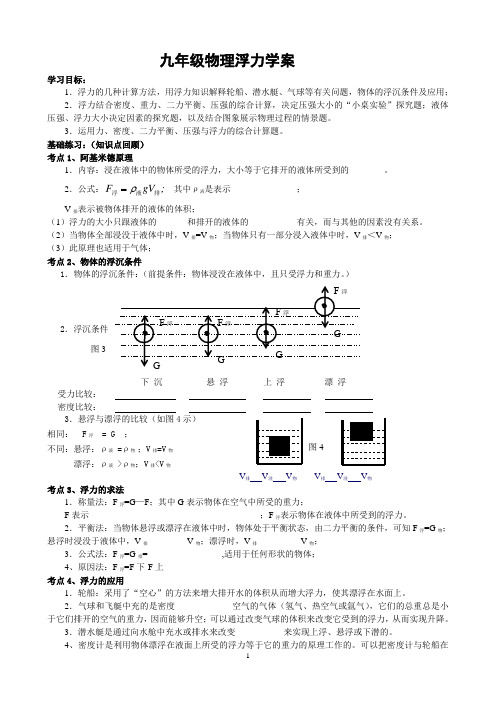 九年级物理浮力复习学案