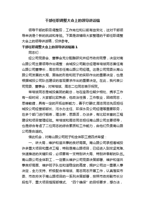 干部任职调整大会上的领导讲话稿