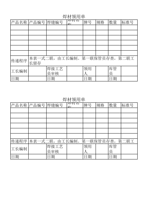 焊材领用单