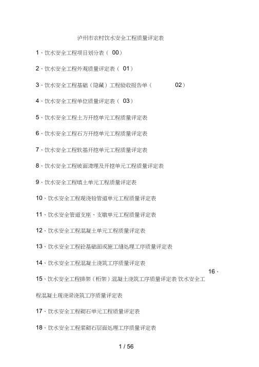 农村饮水安全工程项目质量评定表