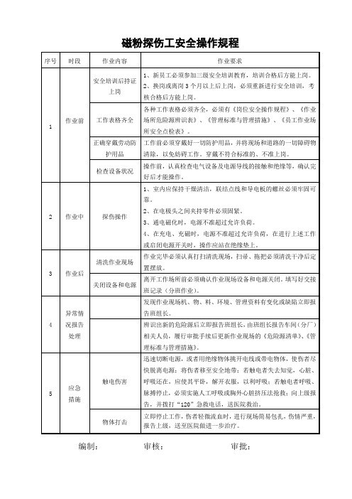 磁粉探伤工安全操作规程