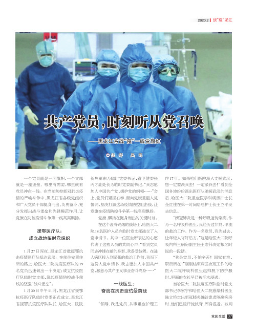 共产党员,时刻听从党召唤——黑龙江省战“疫”一线党旗红