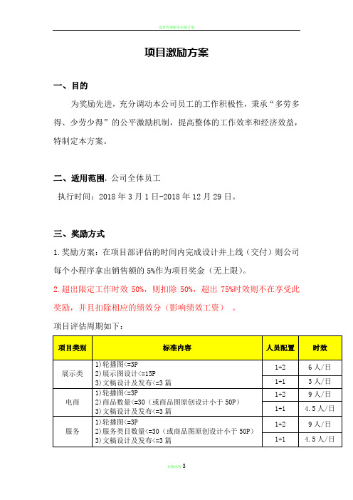 项目激励方案