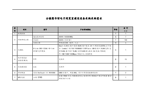 古镇图书馆电子阅览室建设设备采购采购需求