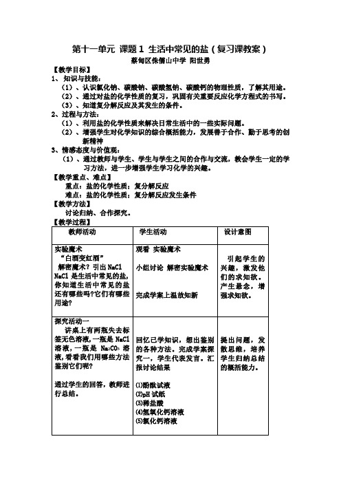 化学人教版九年级下册生活中常见的盐(复习课)