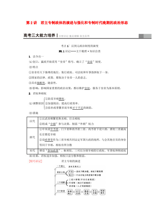 2018高考历史一轮复习 专题1 古代中国的政治制度 第2讲 君主专制政体的演进与强化和专制时代晚期