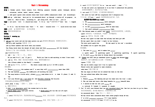 高中英语 Unit 1《Friendship》精品学案 新人教版必修1