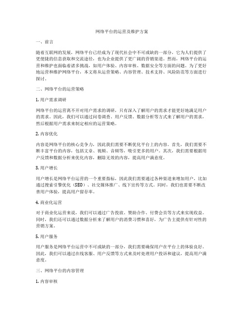 网络平台的运营及维护方案