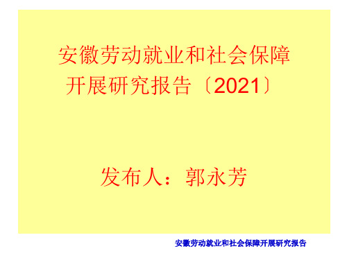 安徽劳动就业和社会保障发展研究报告