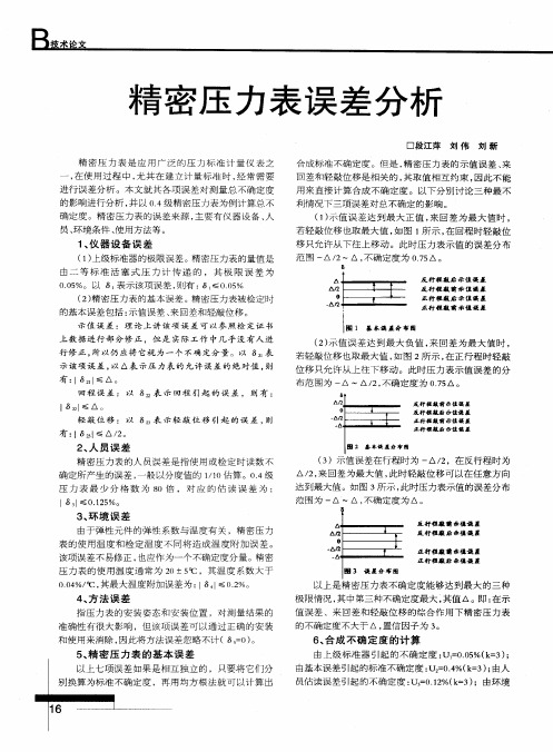 精密压力表误差分析