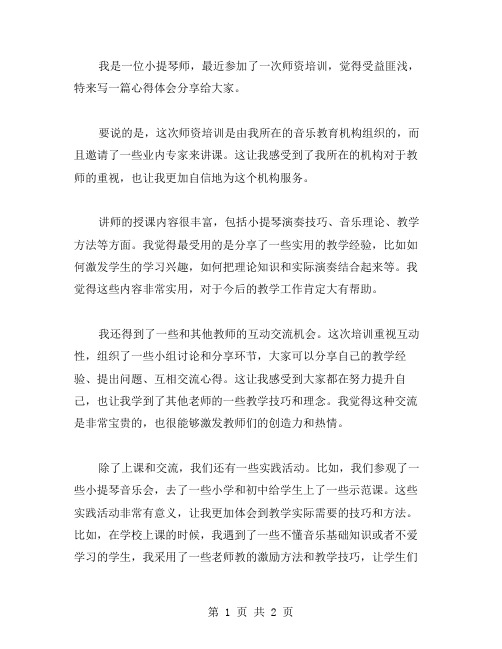 小提琴师资培训心得范文