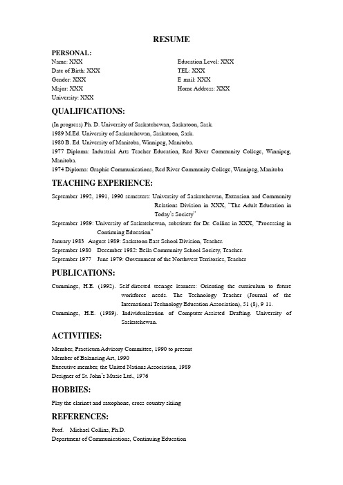 Chronological Resume