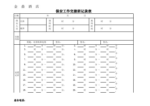 保安工作交接班记录表