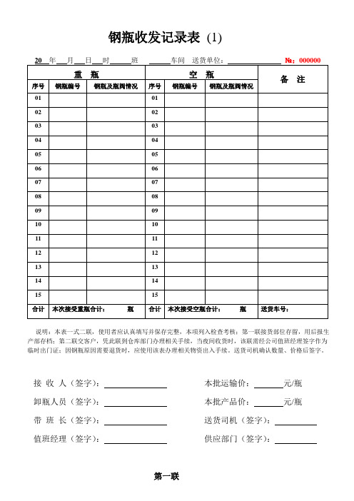 钢瓶收发记录表