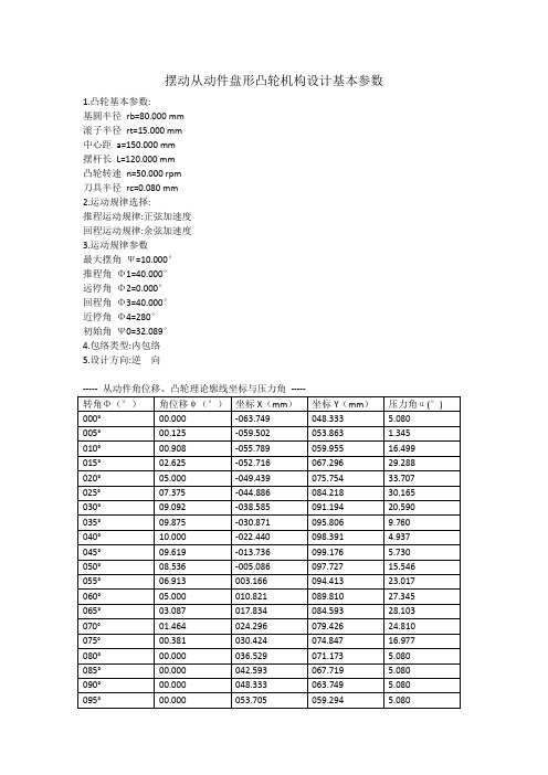 摆动从动件盘形凸轮机构设计基本参数