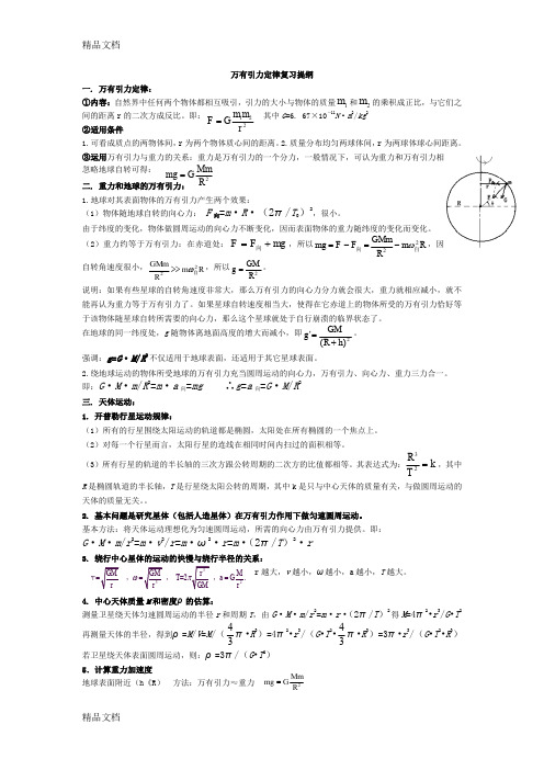 最新万有引力与航天知识点总结