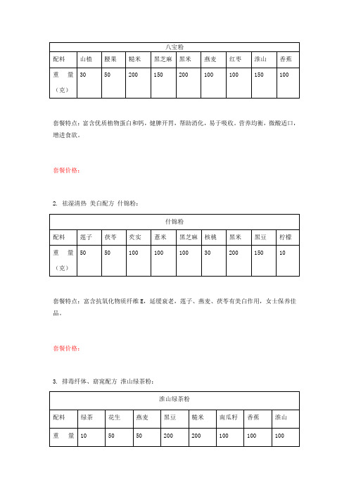 五谷杂粮磨粉配方