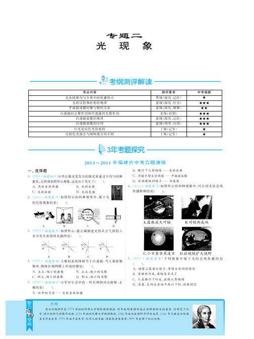 专题二 九年级中考物理光现象