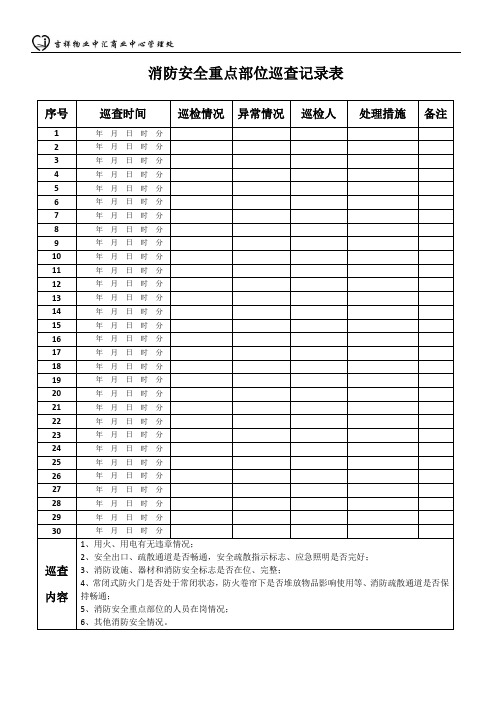 消防重点部位巡查记录表