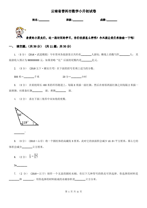 云南省普洱市数学小升初试卷