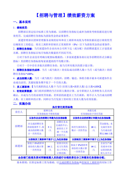 招聘与管理绩效奖罚方案